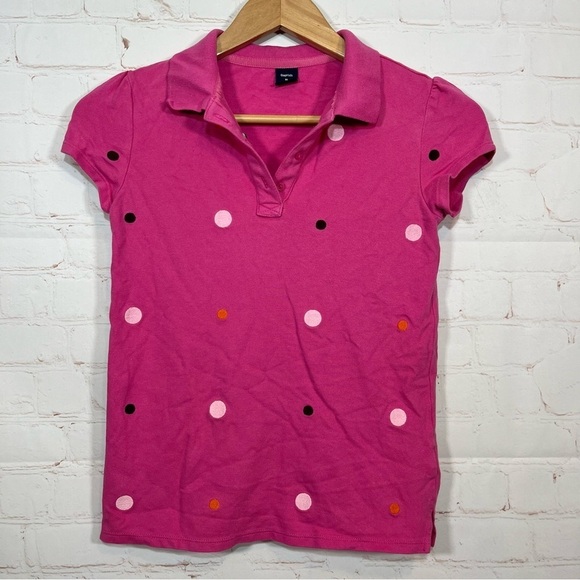 Gap Kids Polka Dot Polo Shirt Girls XL 12 Pink Embroidered - Picture 1 of 10